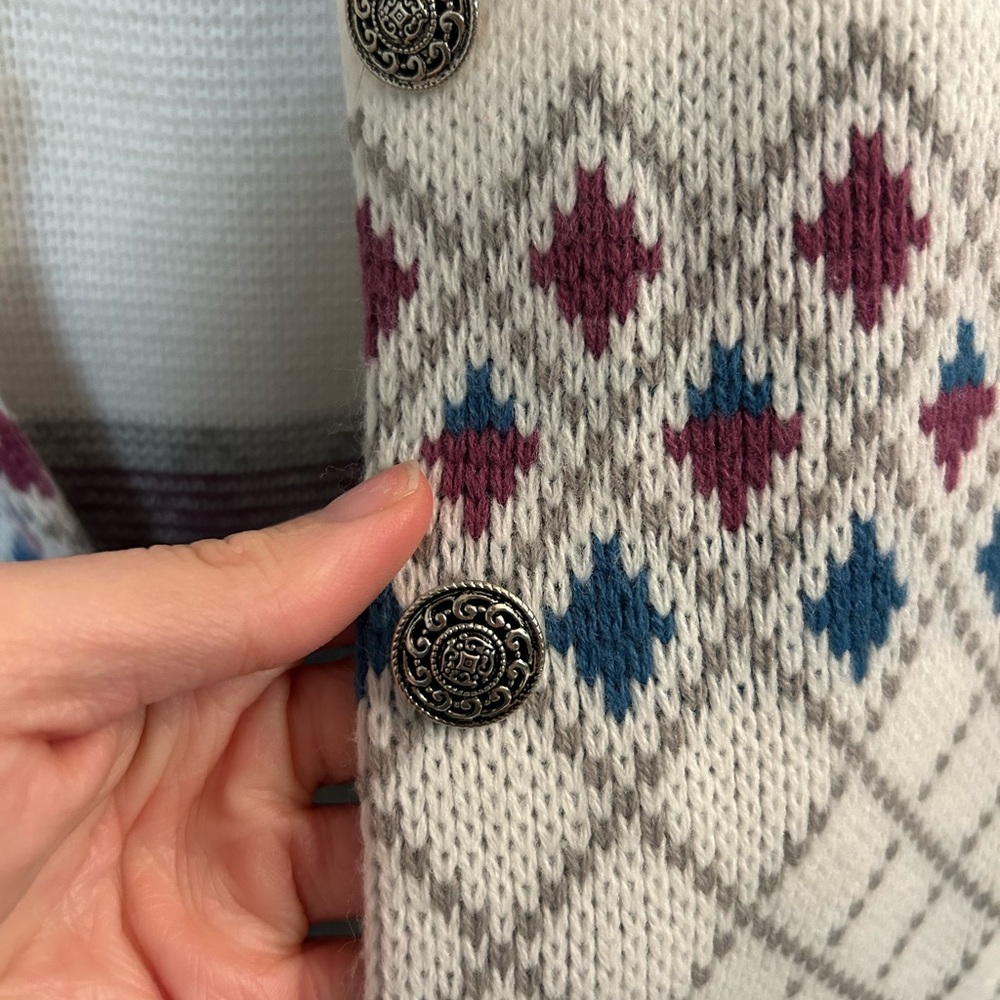 Vintage Amana Woolen Mills Nordic Geometric Cream Knit Sweater Women’s Size 38 - Picture 4 of 7